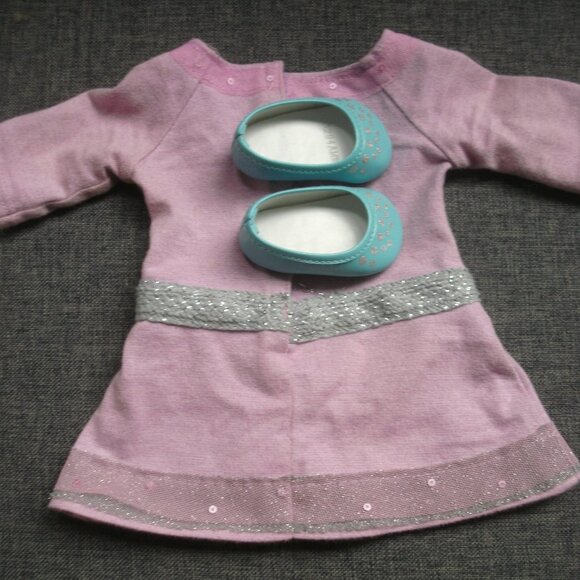 AMERICAN GIRL Doll TRULY ME outfit Purple Lilac Dress & Blue with Silver Shoes - Picture 2 of 4